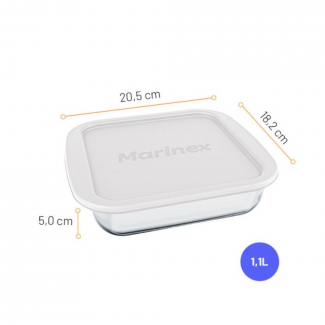Assadeira Quadrada Marinex 1,1L com Tampa – Cores Sortidas 