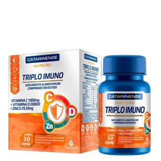 Triplo Imuno (Vitamina C, Vitamina D e Zinco) com 30 Comprimidos