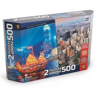 Quebra-Cabeça Duplo Skylines Cosmopolitas 500 Peças Grow