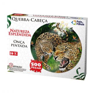 Quebra-Cabeça Redondo Onça Pintada 500 peças Pais & Filhos