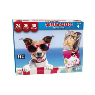 Quebra-Cabeça Progressivo Pets com 24, 36 e 48 Peças Pais & Filhos