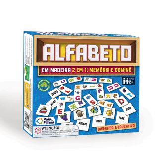 Alfabeto 2 em 1 Memória e Dominó em Madeira Pais & Filhos 